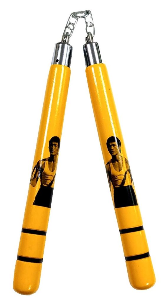 Nunchaku 12 Yellow With Bruce Lee Picture Giri Martial Arts Supplies 6581