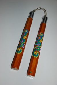 Nunchaku Natural Wood Octaganol with Dragon Print