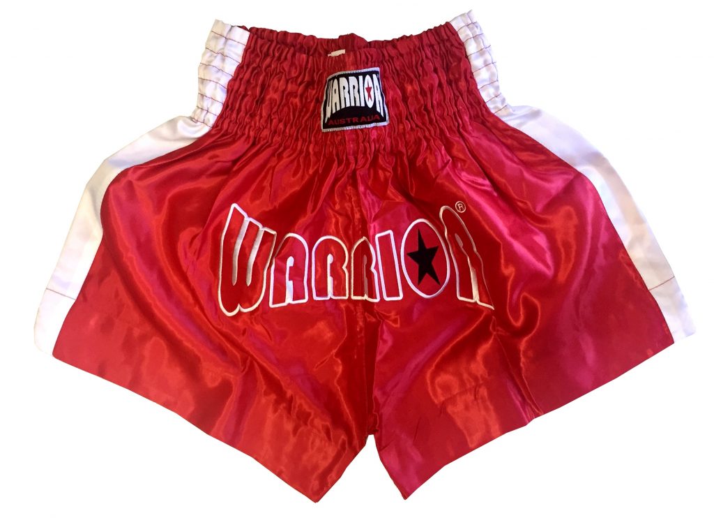 Warrior Word Logo Muay Thai Shorts Red - Giri Martial Arts Supplies