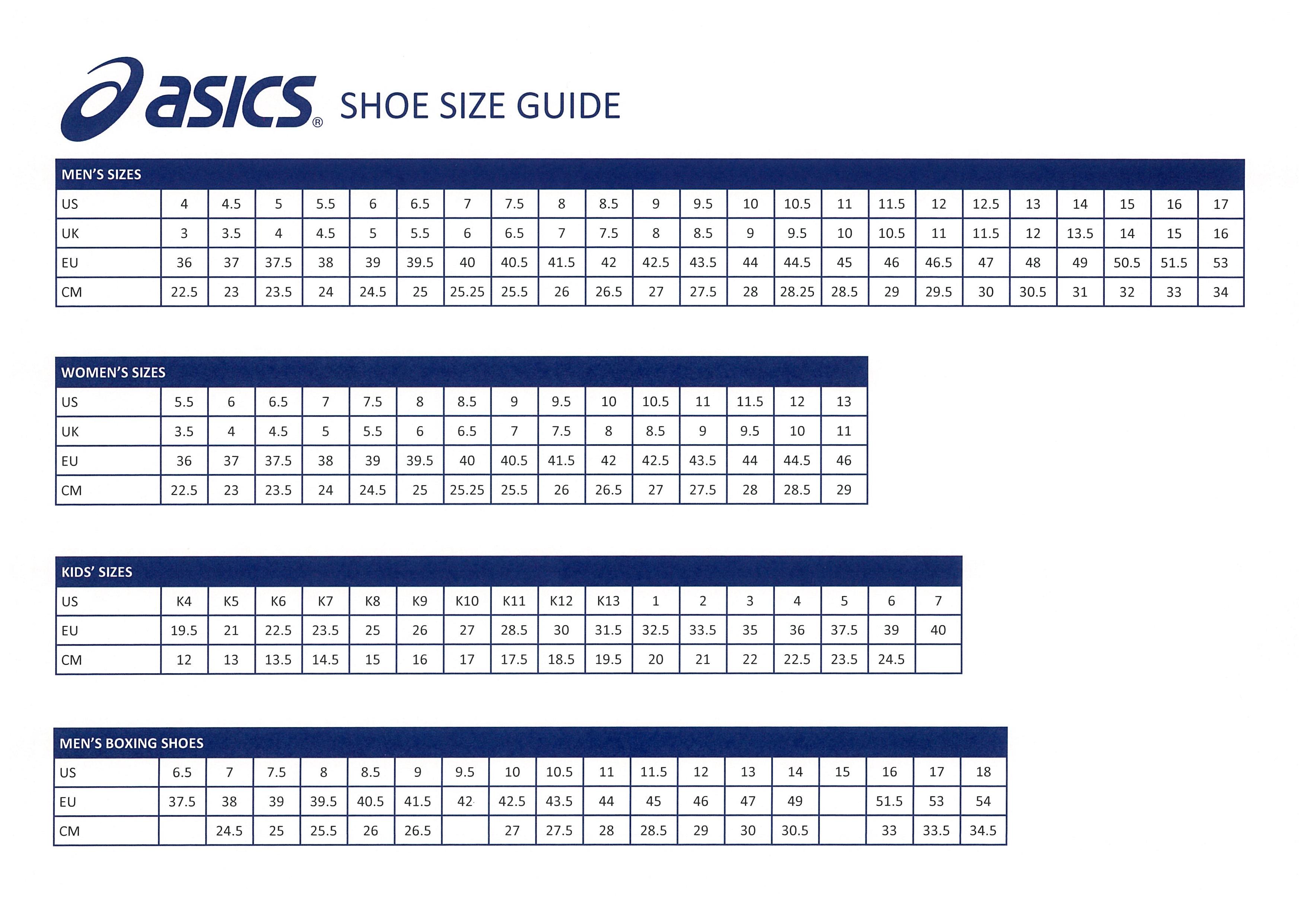 escalate stainless morphine asics shoe size conversion chart salary ...
