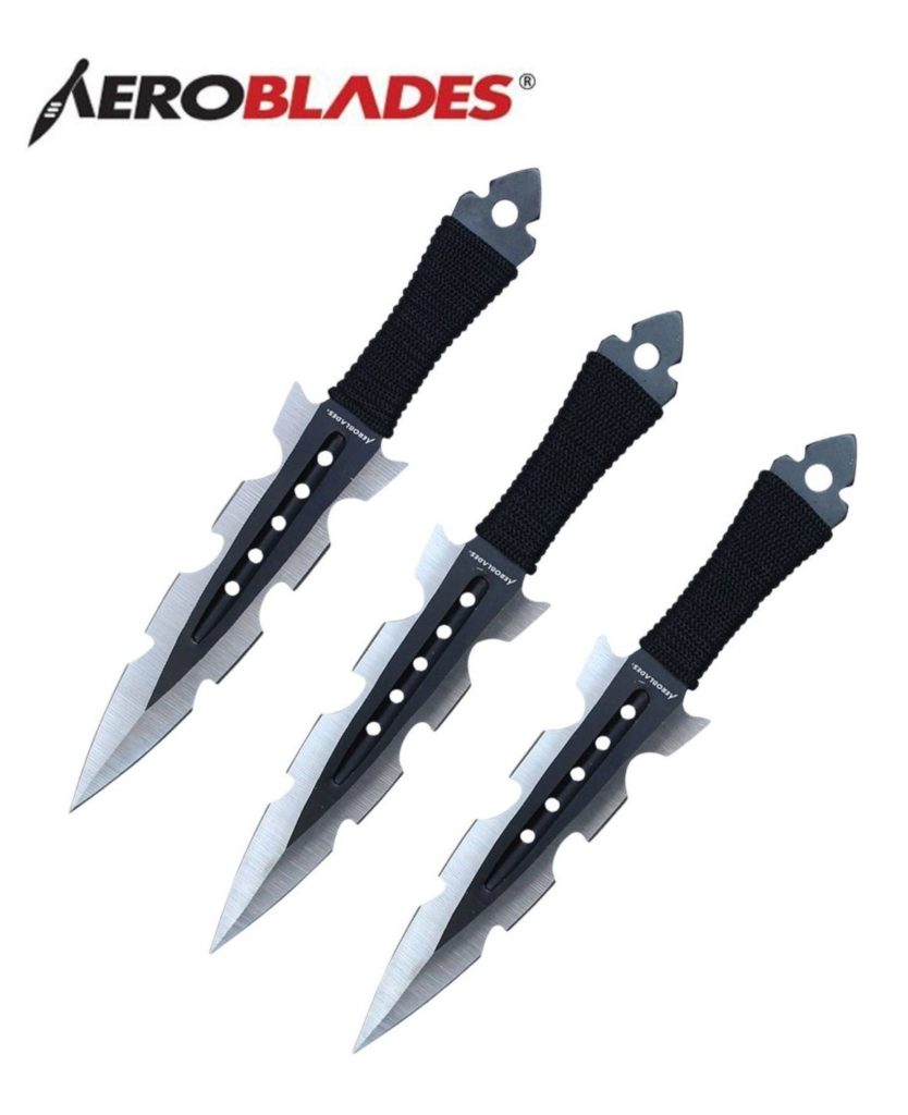 Aeroblades 3 Piece Black/Silver Throwing Knife Set 7.5″ - Giri Martial ...