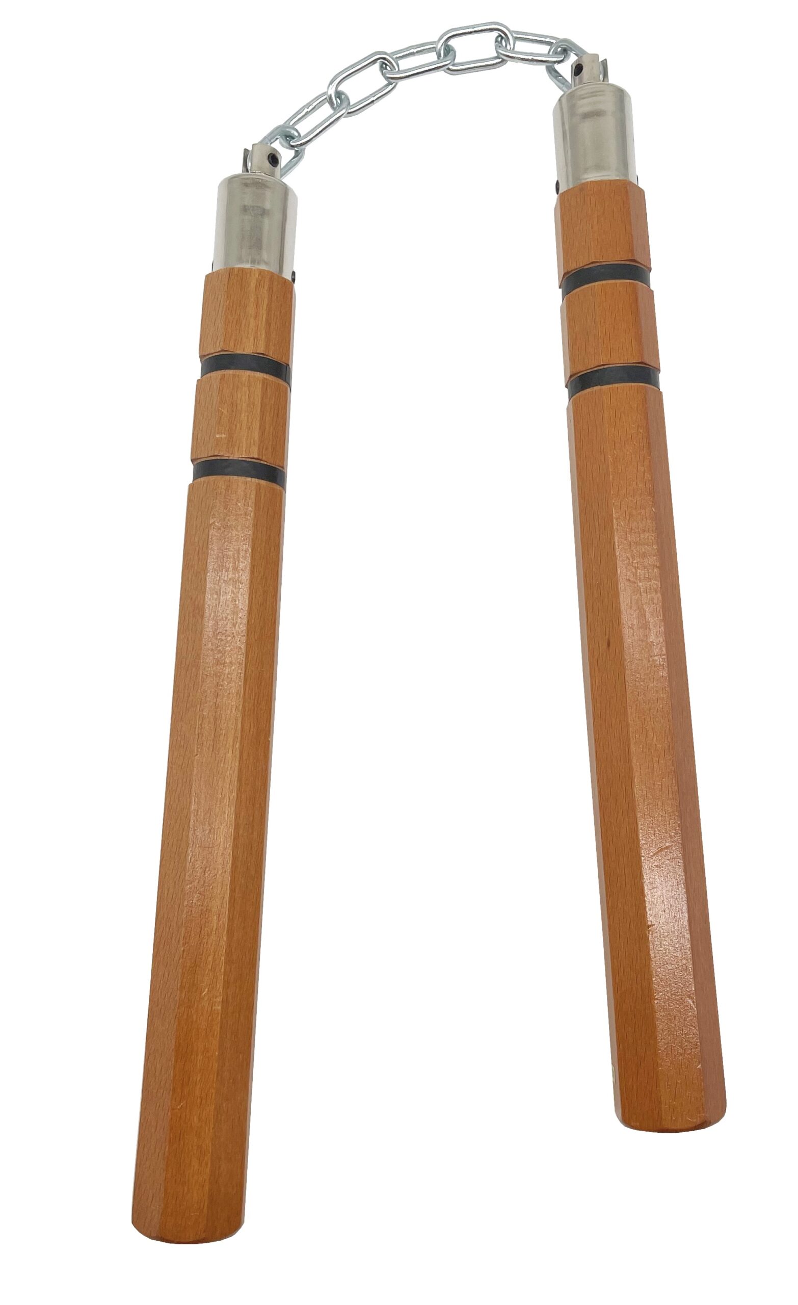 Nunchaku 12″ Natural Octagonal Nunchaku with 2 Black Grooves Giri